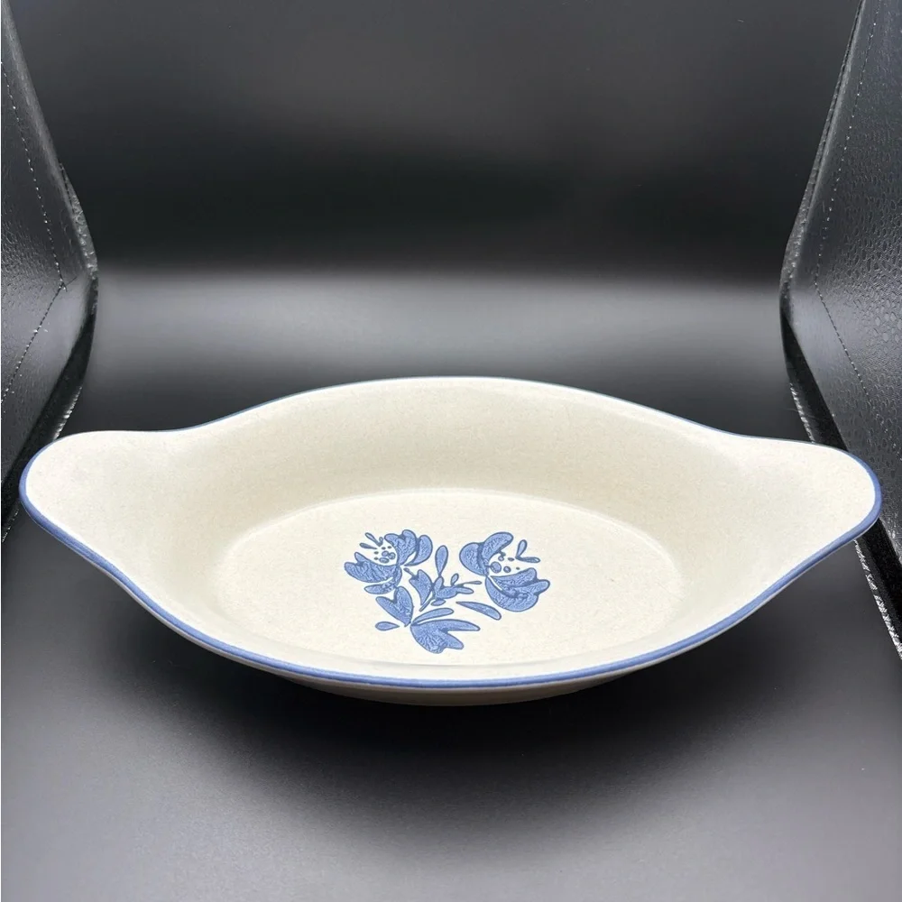 Pfaltzgraff Yorktowne Stoneware Au Gratin Dish Number 265 USA Vintage White Blue - Picture 8 of 13